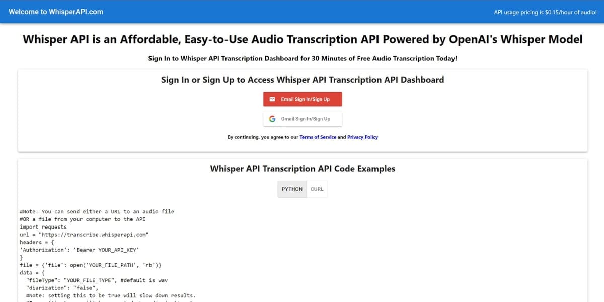 Whisper API